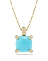DAVID YURMAN CHATELAINE PENDANT NECKLACE WITH TURQUOISE AND DIAMONDS IN 18K GOLD,N12643D88DTQDI18