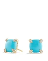 David Yurman 18kt Yellow Gold Chatelaine Turquoise And Diamond Stud Earrings (8mm) In Turquoise Cabochon
