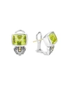 Lagos Sterling Silver & 18k Gold Caviar Color Stud Huggie Drop Earrings With Green Quartz In Green Quartz