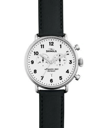 Shinola Men's 43mm Canfield Chronograph Watch, Black/white In Black/ White