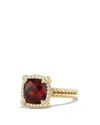 DAVID YURMAN CHATELAINE PAVE BEZEL RING WITH GARNET AND DIAMONDS IN 18K GOLD,R12747D88AGADI7