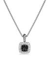 David Yurman Petite Albion Pendant With Black Onyx And Diamonds On Chain, 17 In Silver