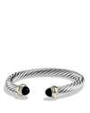 David Yurman Cable Bracelet With Gemstone And 14k Gold In Silver, 7mm In Black Onyx