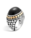 JOHN HARDY 18K YELLOW GOLD AND STERLING SILVER DOT DOME RING WITH BLACK ONYX,RZS39671BONX7