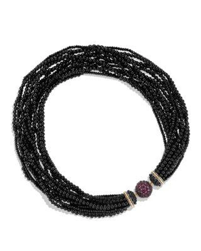 David Yurman Osetra Statement Necklace With Rhodalite Garnet, Black Onyx And 18k Gold In Black/garnet
