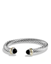David Yurman Cable Bracelet With Gemstone And 14k Gold In Silver, 7mm In Silver/yellow Gold