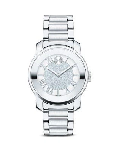 Movado 'bold' Crystal Dial Bracelet Watch, 32mm In White/silver