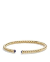 DAVID YURMAN PRECIOUS CABLE PAVE CABLESPIRA BRACELET WITH BLUE SAPPHIRES IN GOLD,B12318 88BBSM