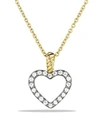 DAVID YURMAN CABLE COLLECTIBLES HEART PENDANT WITH DIAMONDS IN GOLD ON CHAIN,N08789 88ADI18