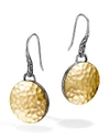 JOHN HARDY STERLING SILVER & 18K GOLD PALU ROUND DROP EARRINGS,EZ7154