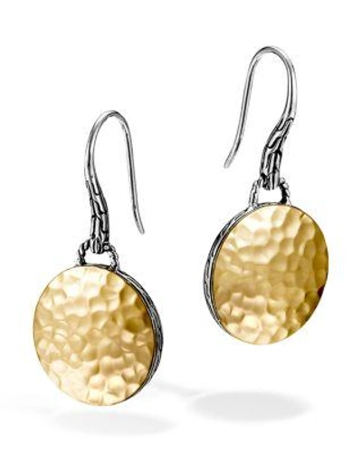 John Hardy Women's Palu 18k Yellow Gold & Sterling Silver Hammered Disc Drop Earrings In Gold And Silver