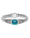 Lagos 18k Gold And Sterling Silver Caviar Color Bezel Bracelet With London Blue Topaz In Blue/silver