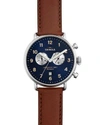Shinola The Canfield Chrono Leather Strap Watch, 43mm In Blue