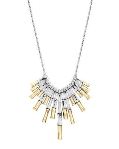 John Hardy 18k Yellow Gold And Sterling Silver Bamboo Bib Necklace, 16 In Silver/gold