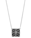 JOHN HARDY STERLING SILVER MODERN CHAIN BLACK SAPPHIRE SQUARE PENDANT NECKLACE, 16,NBS9995954BLSX16-18