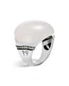 JOHN HARDY STERLING SILVER BAMBOO SMALL RING WITH WHITE MOONSTONE AND GREY DIAMONDS,RBS59721WMOGDIX7