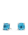 David Yurman Chatelaine Earrings With Hampton Blue Topaz And Diamonds In 18k Gold In Blue/white