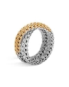 JOHN HARDY STERLING SILVER & 18K GOLD CLASSIC CHAIN WOVEN RING,RZ97107X7