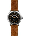 Shinola 'runwell' Leather Strap Watch, 41mm In Black