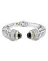 LAGOS 18K GOLD AND STERLING SILVER CAVIAR COLOR BLACK SPINEL AND DIAMOND CUFF, 14MM,05-81254-YYM