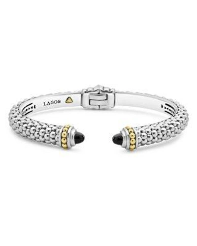 Lagos 18k Gold And Sterling Silver Caviar Color Onyx Cuff, 8mm In Black Onyx