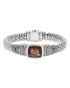 Lagos 18k Gold And Sterling Silver Caviar Color Bracelet With Smoky Quartz In Brown/silver