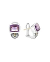LAGOS 18K GOLD AND STERLING SILVER CAVIAR COLOR STUD HUGGIE DROP EARRINGS WITH AMETHYST,01-81515-A