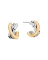 JOHN HARDY BRUSHED 18K YELLOW GOLD AND STERLING SILVER BAMBOO J HOOP EARRINGS,EZ5937