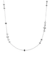 JOHN HARDY STERLING SILVER BAMBOO STATION NECKLACE WITH BLACK SPINEL, 36,NBS570014BNX36