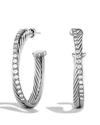 DAVID YURMAN CROSSOVER MEDIUM HOOP EARRINGS WITH DIAMONDS,E06565MSSADI