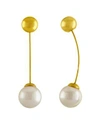 MAJORICA SIMULATED PEARL PULL-THROUGH EARRINGS,MTE0133PW