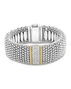 Lagos 18k Gold & Sterling Silver Diamond Lux Single Station Bracelet, 23mm In White/silver