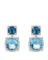 DAVID YURMAN Châtelaine Pavé Bezel Double Drop Earring with Blue Topaz, Hampton Blue Topaz and Diamonds,E12953DSSABTIBDI