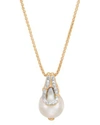 JOHN HARDY 18K YELLOW GOLD BAMBOO CULTURED FRESHWATER PEARL & PAVE DIAMOND PENDANT NECKLACE, 16,NGX59932DIX16-18