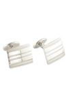 David Donahue Sterling Silver Lined Rectangular Cufflinks In Silver Rectangle