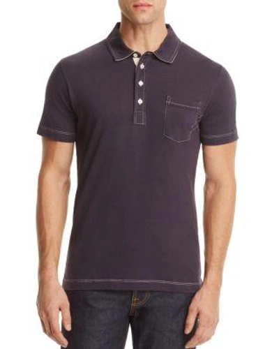Billy Reid Contrast-topstitching Polo Shirt In Navy
