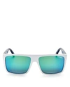 Carrera Men's Mirrored Flat Top Square Sunglasses, 57mm In Matte White/blue Green Mirror
