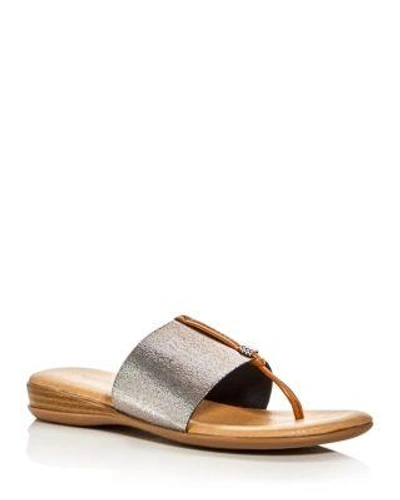 Andre Assous Nice Thong Sandals In Pewter