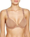 Natori Pure Luxe Embroidered-strap Bra 732080 In Toffee Combo