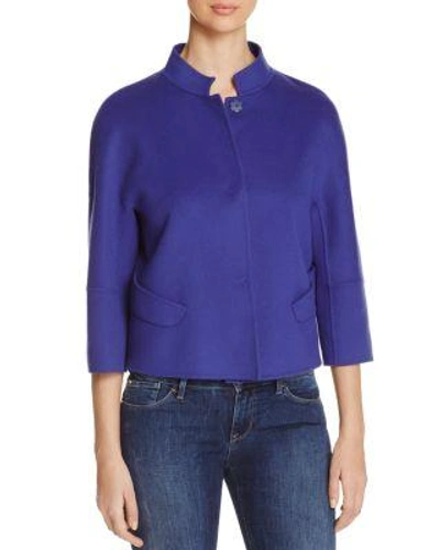 Armani Collezioni Double-faced Wool 3/4-sleeve Jacket, Blue Violet