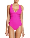 La Blanca Multistrap Cross Back Maillot One Piece Swimsuit In Magenta