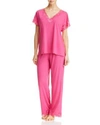 NATORI ZEN FLORAL LACE-TRIM SHORT SLEEVE PAJAMA SET,M76084