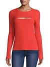 PESERICO Rib-Knit Cutout Sweater,0400095011928