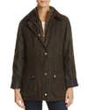Barbour Beadnell Polarquilt Plaid-trim Utility Coat In Olive