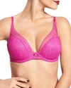 Chantelle Festivite Lace Plunge Contour Bra In Fushia