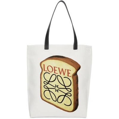 Loewe Toast Printed Cotton Canvas Tote Bag In White