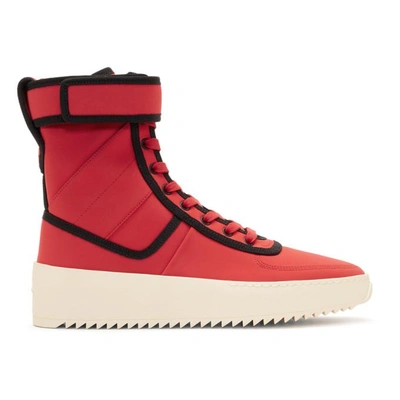 Fear Of God Men's Military Calf Leather Platform Sneakers, Red/black