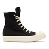 RICK OWENS DRKSHDW RICK OWENS DRKSHDW BLACK EMBROIDERED HIGH-TOP SNEAKERS