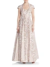 THEIA Rose-Print A-Line Gown,0400089308812