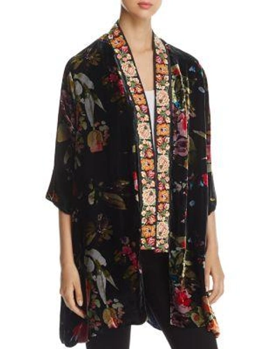 Johnny Was Plus Size Kehlani Reversible Velvet Kimono W/ Embroidery Trim In Multi